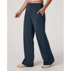 VUORI Women's Villa Pinstripe Trouser Pant-Long Size L In Navy Pinstripe